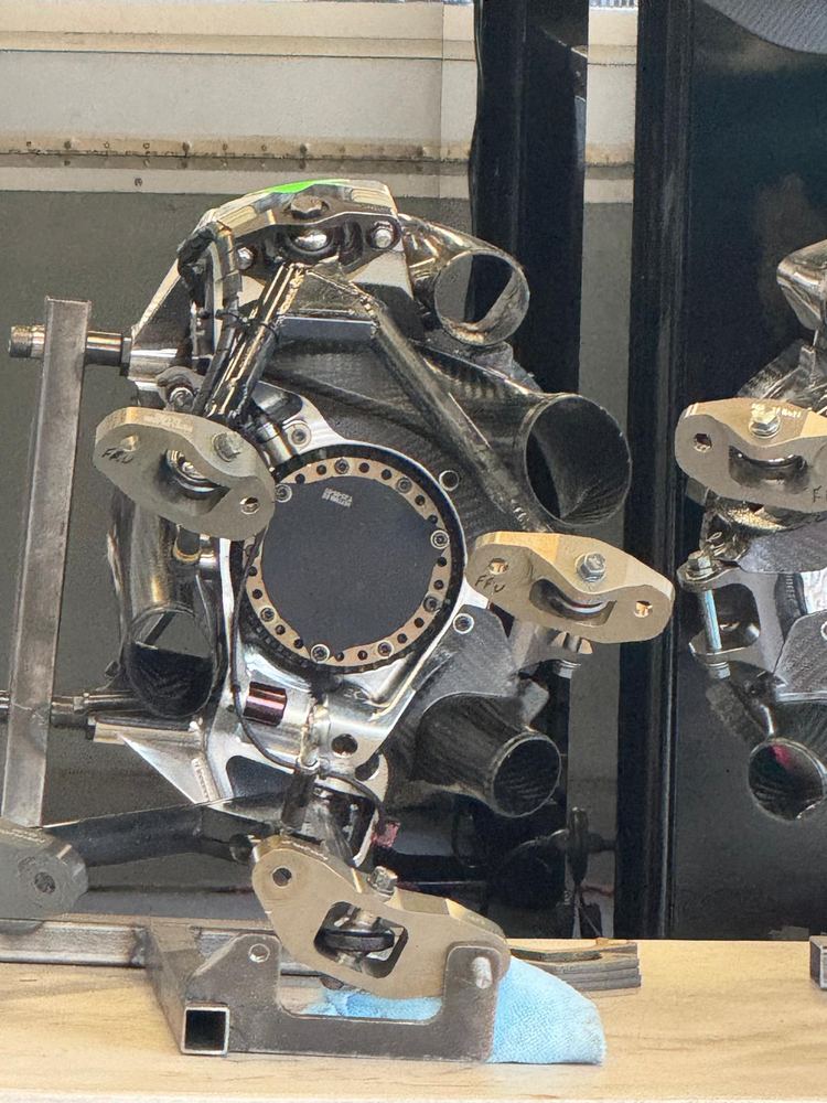 Motorsport upright and hub assembly.