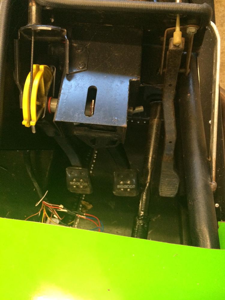 Pedal box and driver controls.
